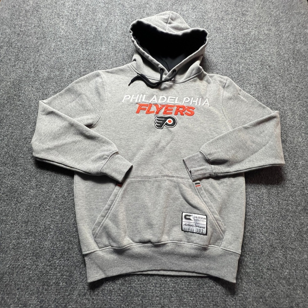 Philadelphia Flyers Colosseum Mens Small Gray Embroidered Pullover Hoodie NHL